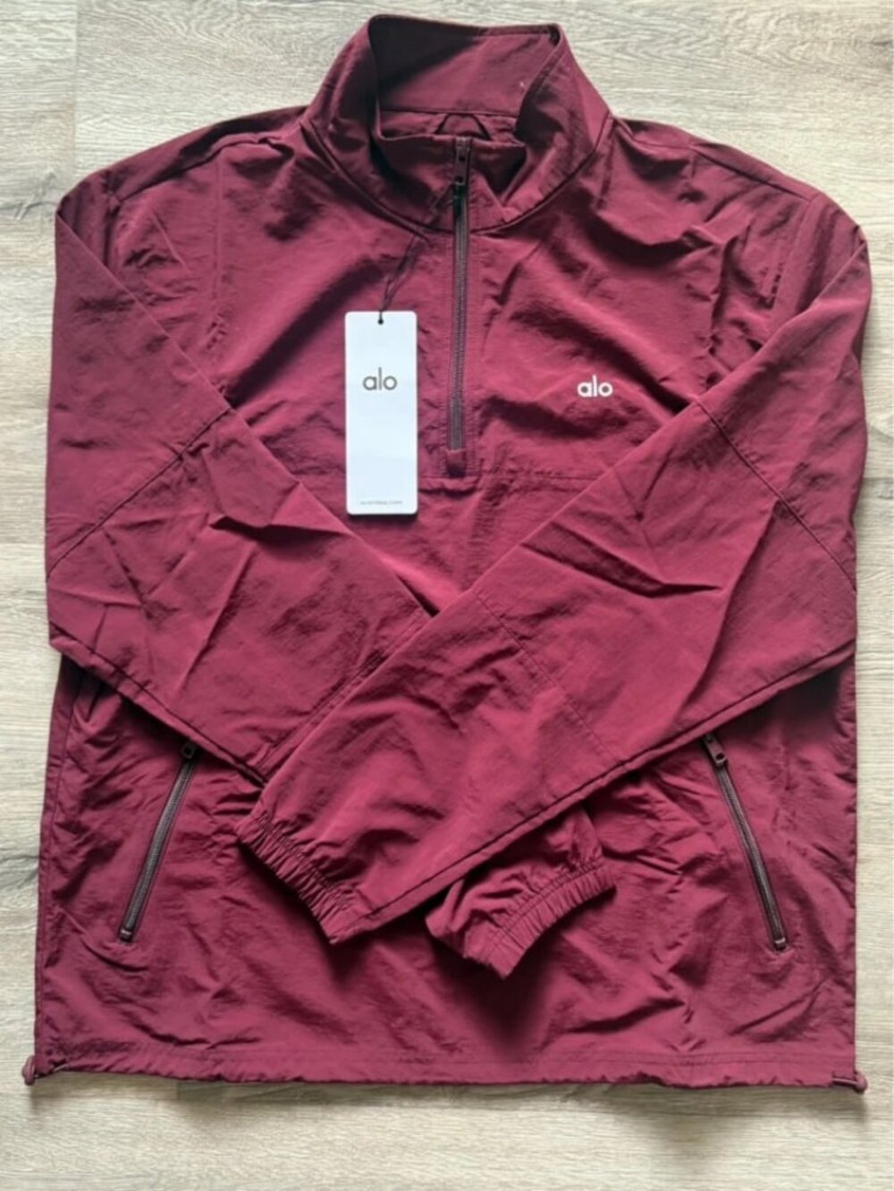 Alo Yoga Lightweight Takeaway Track Pullover Burgundy Men's Size S
